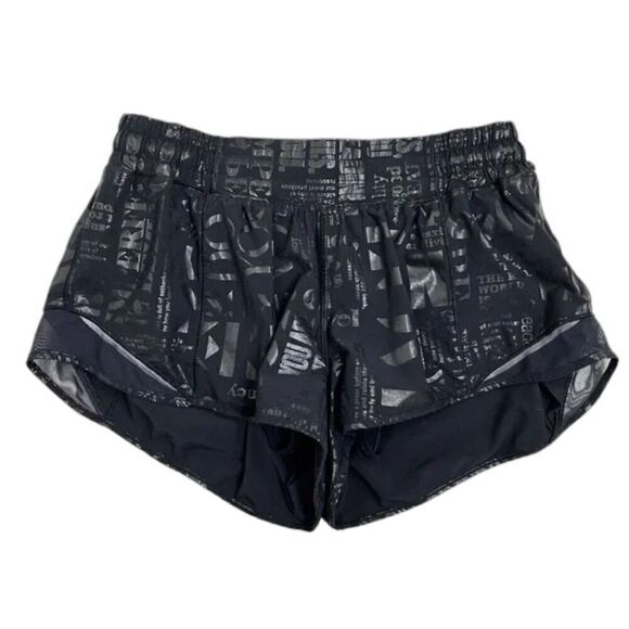 Lululemon Hotty Hot Short Low-Rise 4" *Manifesto 20YR Foil Black - Picture 2 of 10
